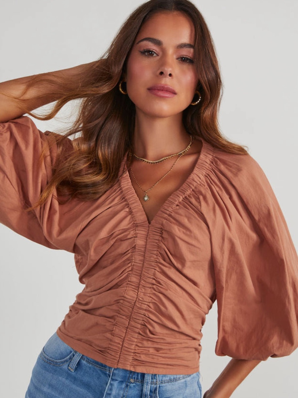 Wishlist Apparel from Vici Rhene Cotton Women’s Ruched V-Neck Top, size L